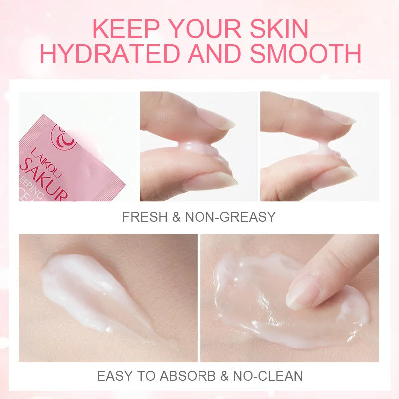 50Pcs  Sakura Moisturizing Sleeping Face Mask Night Repairing Facial Cream Packs Nourishing Hydrating Smooth Mask for Face