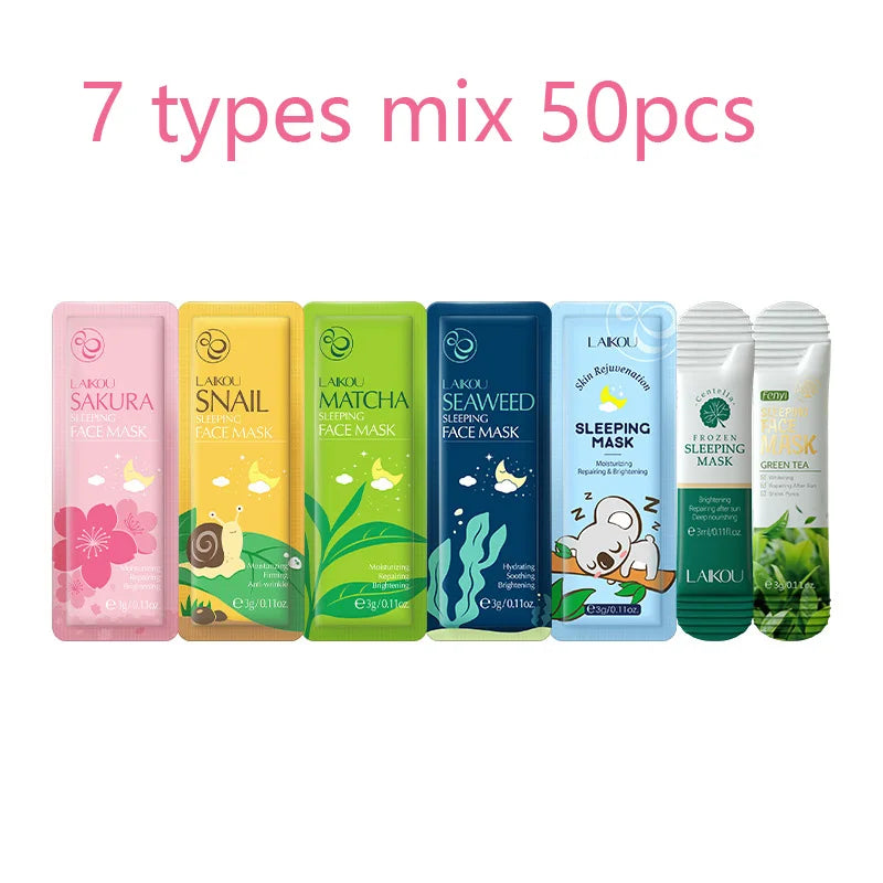 50Pcs  Sakura Moisturizing Sleeping Face Mask Night Repairing Facial Cream Packs Nourishing Hydrating Smooth Mask for Face