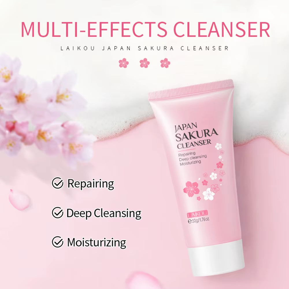 8Pcs Sakura Facial Skin Care Set Moisturizing Nourishing Serum Soothing Cream Repairing Lip Balm Hand Cream Beauty Makeup