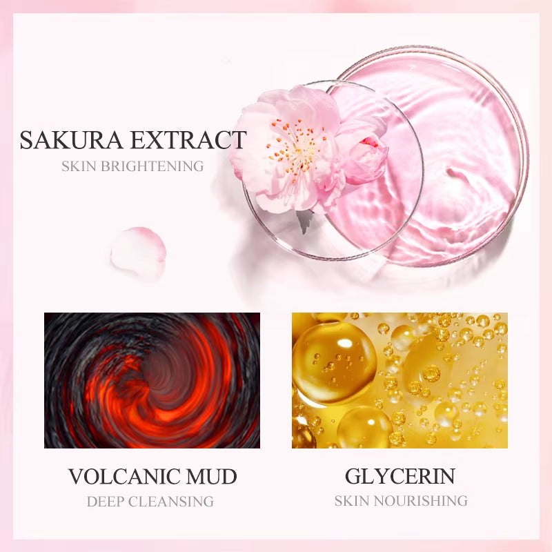 5Pcs  Japan Sakura Mud Face Mask anti Wrinkle Night Facial Packs Skin Clean Dark Circle Moisturize Anti-Aging for Facecare