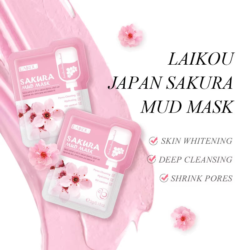 Sakura Facial Cleansing Skincare Set Whitening Moisturize Beauty Health Eye Mask Lip Mask Korean Facial Care Products Kit