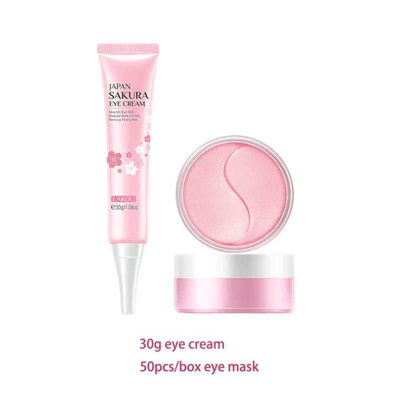 Sakura Facial Cleansing Skincare Set Whitening Moisturize Beauty Health Eye Mask Lip Mask Korean Facial Care Products Kit