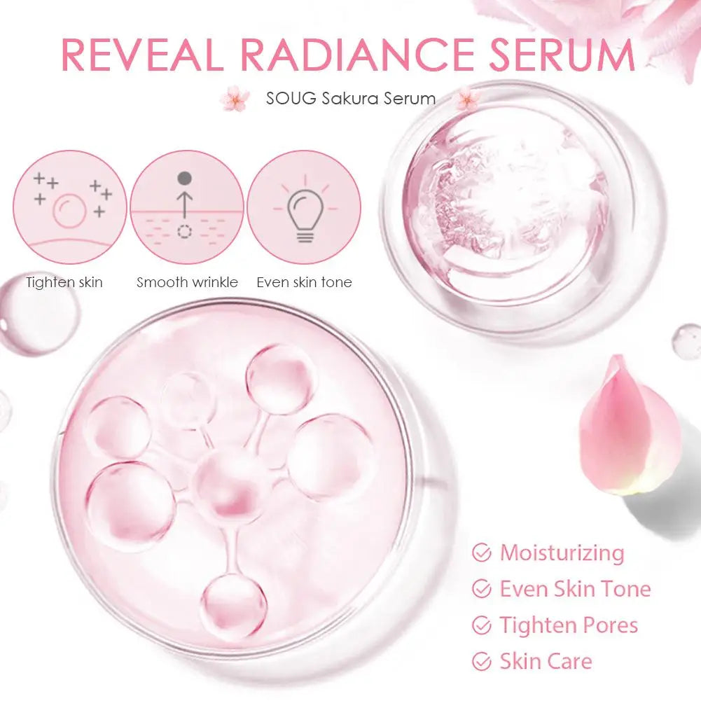 Niacinamide Sakura Serum Face Essence Deep Cleansing Moisturizing Dry Skin Shrink Pores Beauty Facial Skin Care Products 2/1Pcs
