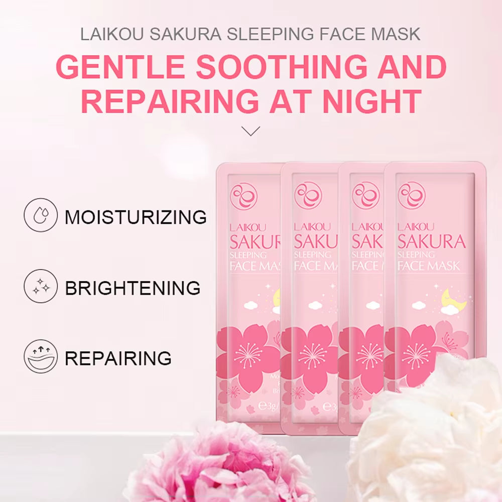 Sakura Facial Cleansing Skincare Set Whitening Moisturize Beauty Health Eye Mask Lip Mask Korean Facial Care Products Kit